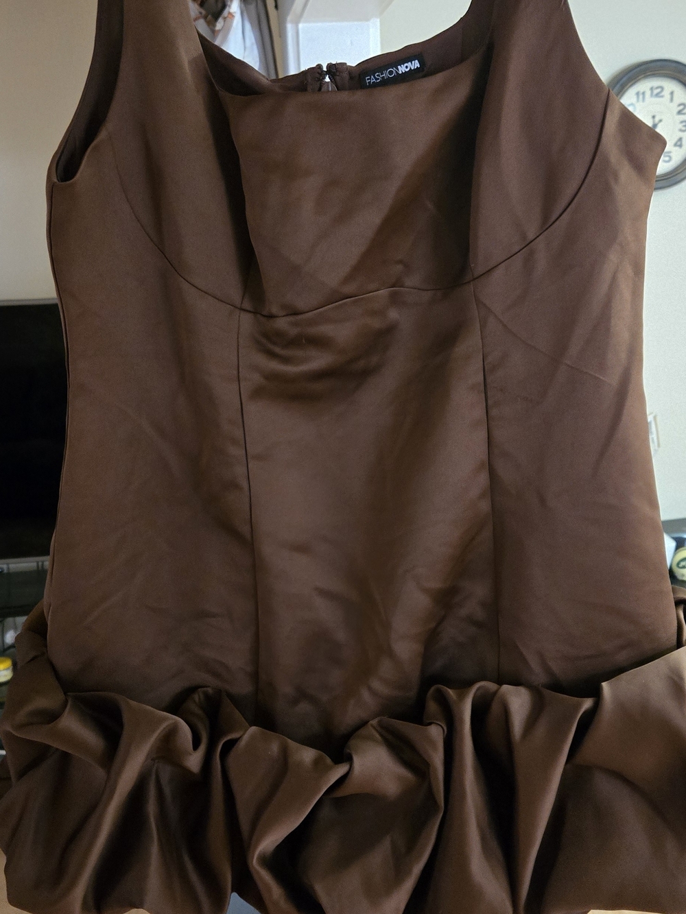 Fashion Nova Brown Ruffle Hem Mini Dress - Picture 4 of 5